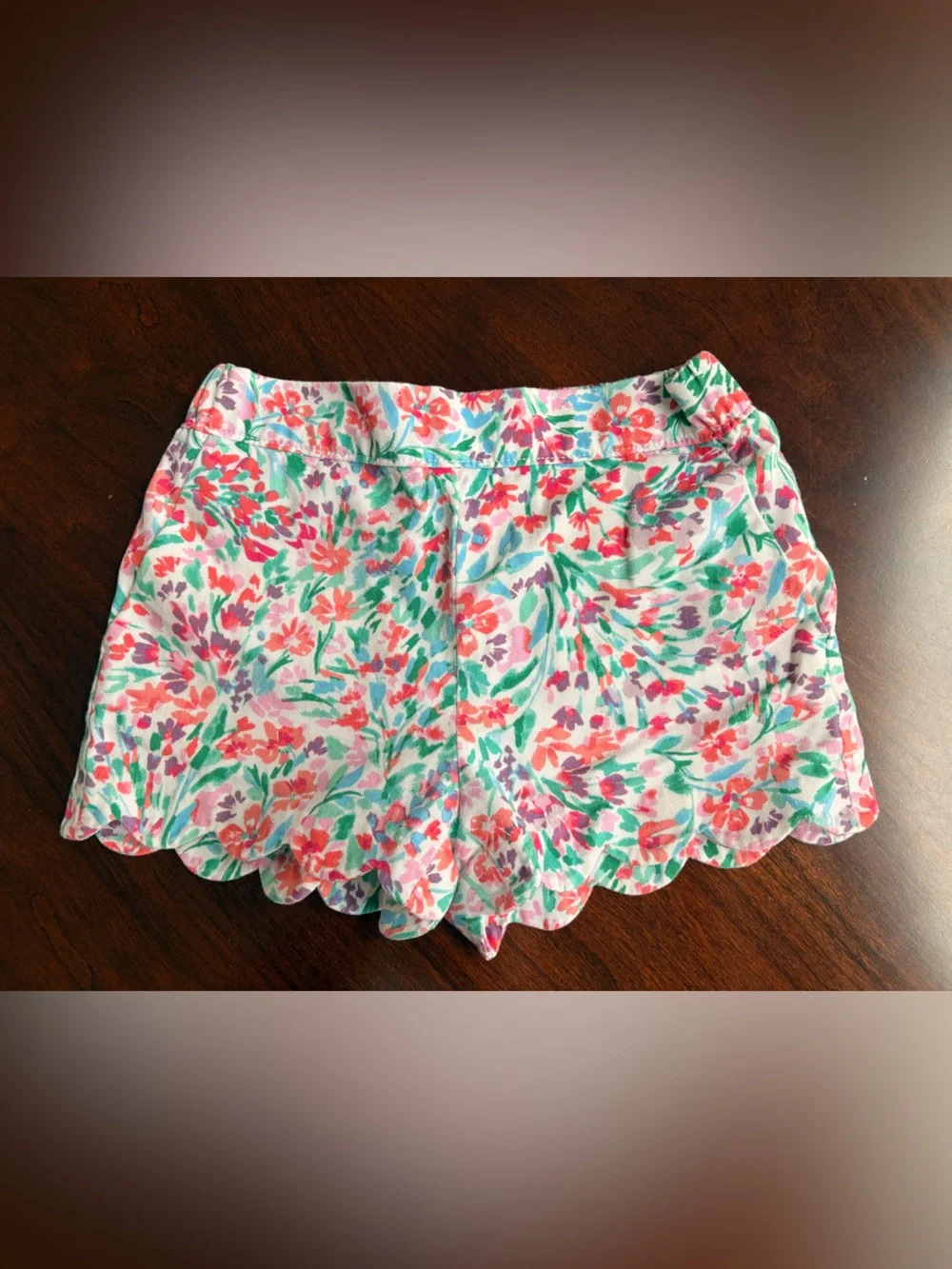 Crewcuts Girls' High-Waist Orange Fruit Print and Pink Floral Shorts  size 6